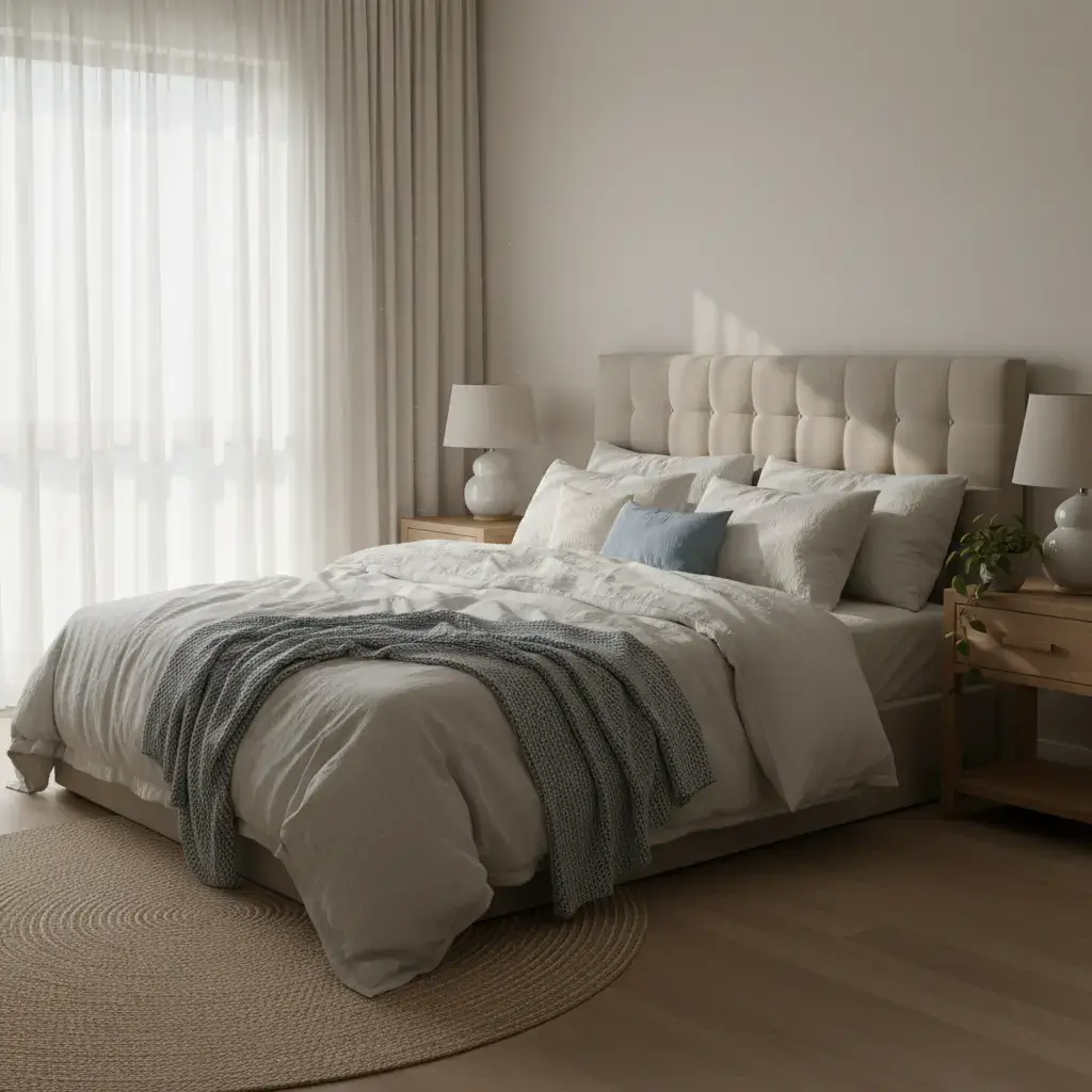 Calm morning bedroom